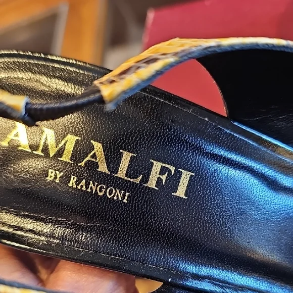 Amalfi Yellow and Black Snake Pattern Heels - Picture 2 of 6